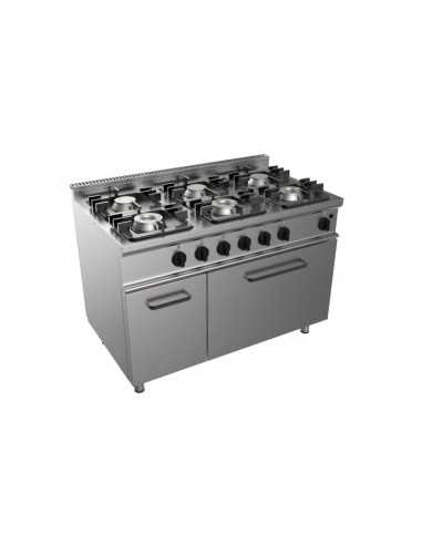 Cucina a gas - N. 6 fuochi - Forno a gas statico - cm 105 x 70 x 85 h