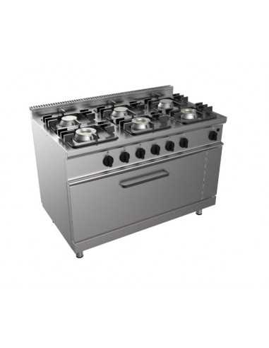 Cucina a gas - N. 6 fuochi - Forno gas statico - cm 120 x 70 x 85 h