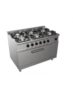 Cucina a gas - N. 6 fuochi - Forno gas statico - cm 120 x 70 x 85 h