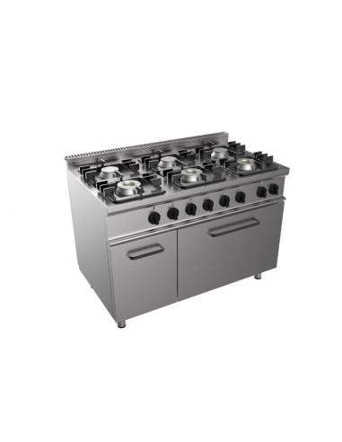 Cocina de gas - N. 6 fuegos - horno eléctrico estatico - cm 120 x 70 x 85 h
