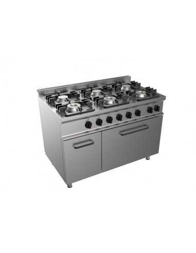 Cucina a gas - N. 6 fuochi - Forno elettrico statico - cm 120 x 70 x 85 h