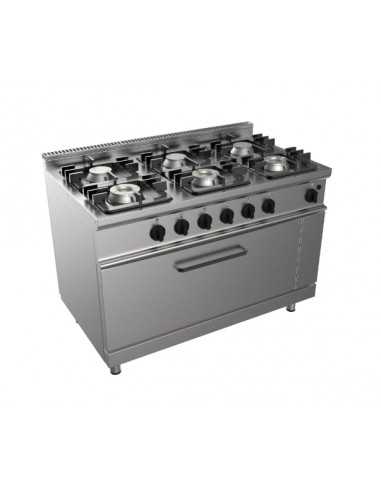 Cucina a gas - N. 6 fuochi - Forno gas statico - cm 105 x 70 x 85 h