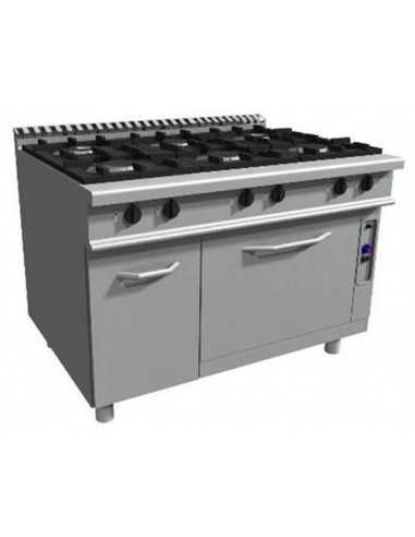 Cucina a gas - N. 6 fuochi - Forno a gas statico - cm 120 x 90 x 85 h