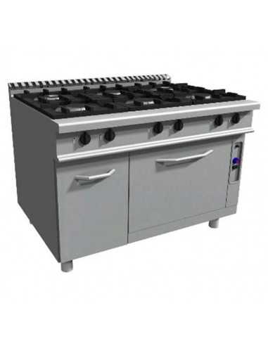 Cucina a gas - N. 6 fuochi - Forno elettrico statico - cm 120 x 90 x 85 h