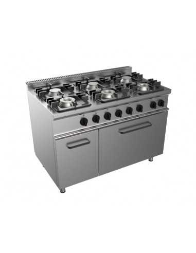 Cucina a gas - N. 6 fuochi - Forno elettrico statico - cm 105 x 70 x 85 h