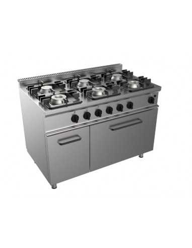 Cucina a gas - N. 6 fuochi - Forno a gas statico - cm 120 x 70 x 85 h