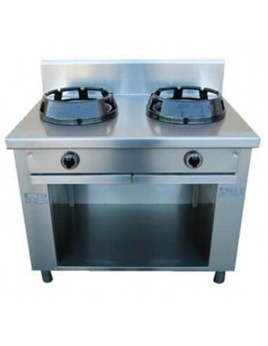 Cucina cinese gas - N. 2 fuochi - cm 100 x 50 x 85 h