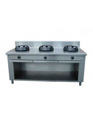 Cucina cinese gas - N. 3 fuochi - cm 150x50x85 h