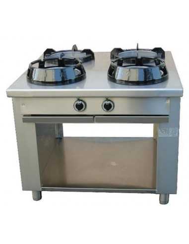 Cucina cinese gas - N. 4 fuochi - Passante - cm 100 x 100 x 85 h