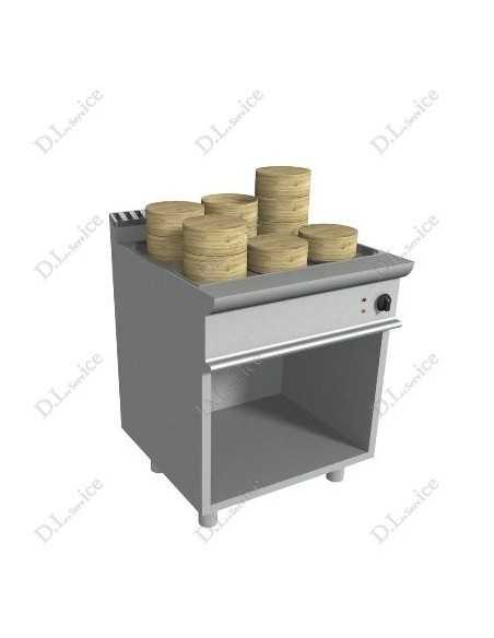 Vaporiera dim sum elettrica - Vasca GN 2/1 + 2 x 1/3 h20 cm - cm 80 x 90 x 85 h