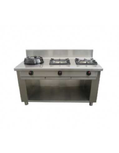 Cocina Eurasia gas - N. 3 incendios - cm 150 x 70 x 85 h