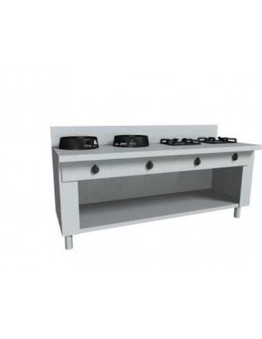 Cocina Eurasia gas - N. 4 incendios - cm 200 x 70 x 85 h