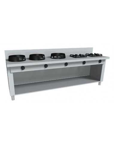 Cocina Eurasia gas - N. 5 incendios - cm 150 x 100 x 85 h