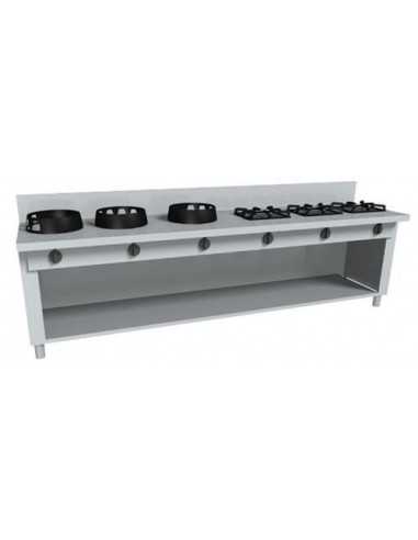 Cocina Eurasia gas - N. 6 incendios - cm 150 x 100 x 85 h