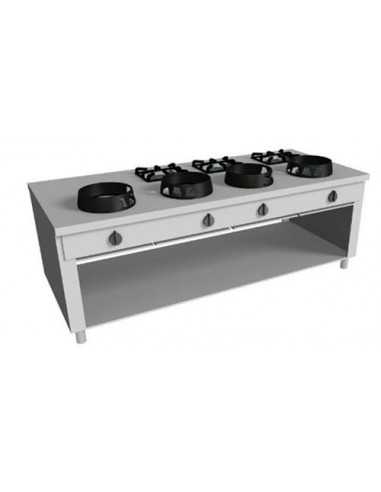 Cocina Eurasia gas - N°7 incendios - cm 200 x 100 x 85 h