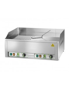 Fry top elettrico con 1/2 Liscio 1/2 Rigato cromato da cm 65 x 48