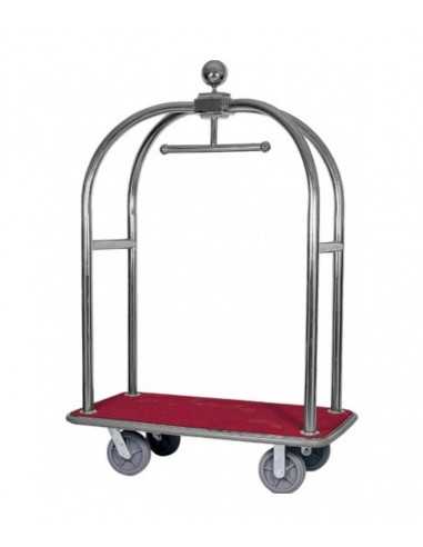 Carrello portavaligie e portabiti - Base legno - Acciaio inox - cm 124 x 64 x 190h