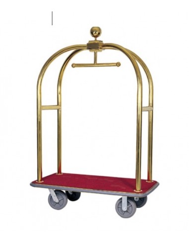 Trolley portavaligie e portabiti - Base in wood and carpet - Structure in brass steel - cm 110 x 62 x 198h