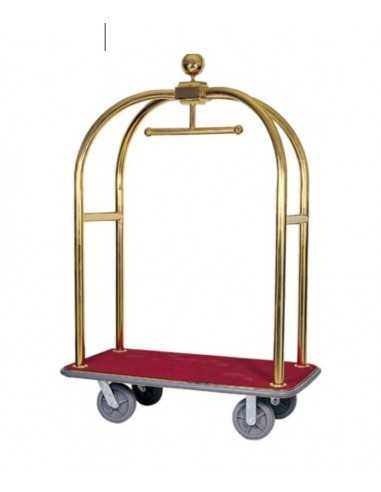 Trolley portavaligie e portabiti - Base in wood and carpet - Structure in brass steel - cm 110 x 62 x 198h