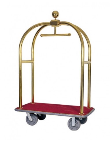 Wall mounted trolley - Wooden base - Brass - cm 124 x 64 x 190h