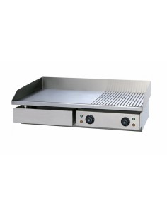 Electric fry top with chromed plate 2/3 smooth 1/3 ribbed cm 72.5 x 40