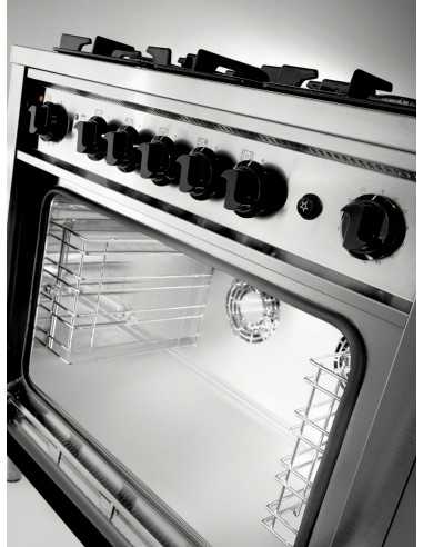 Cocina Inox de 5 fuegos con horno eléctrico de...