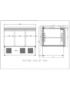 Ensaladas refrigeradas - N. 3 puertas - cm 136.5 x 70 x 85 h 2