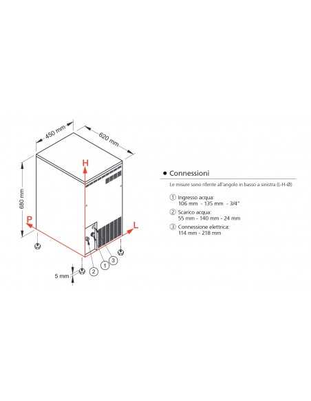 Fabbricatore di ghiaccio - Produzione kg 55/24 h - cm 45 x 62 x 68 h