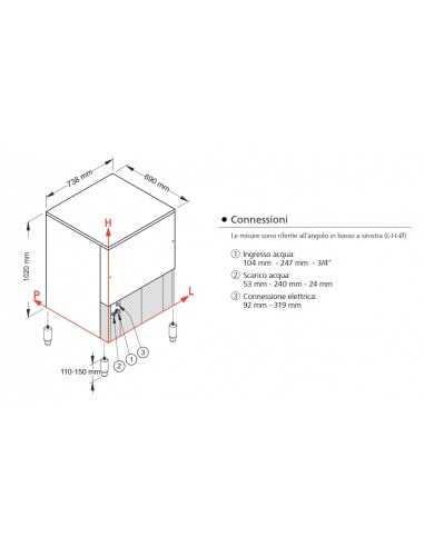 Ice maker - Production kg 140/24 h - cm 73.8 x...