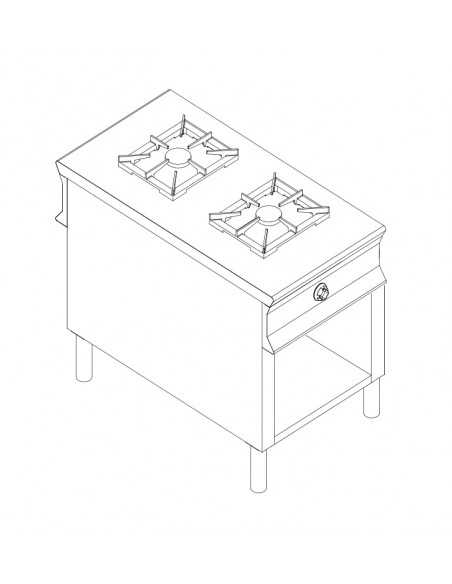Passing gas cooker - Free fiamma - N.2 fires - cm 40x100x90 h