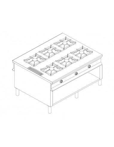 Passing gas cooker - Free fiamma - N.6 fires - cm 130 x 100 x 90 h