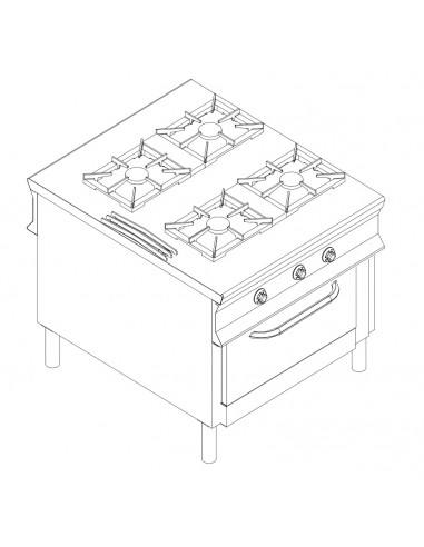 Cocina de paso de gas - Fiamma gratis - Oven - N.4 incendios - cm 90 x 100 x 90 h