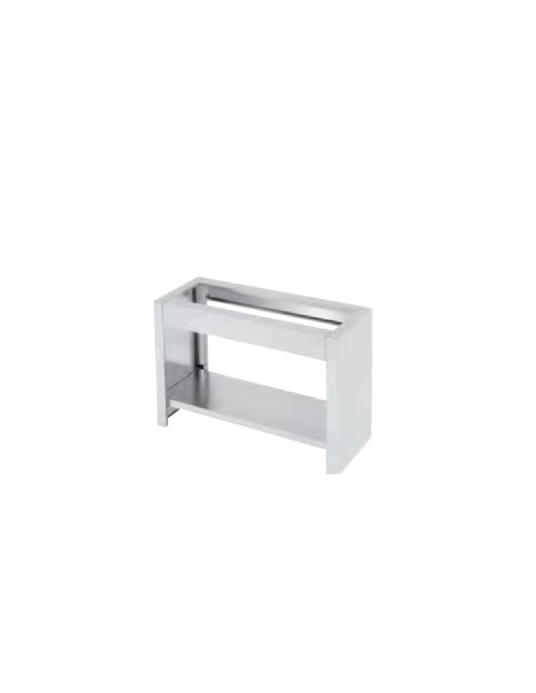 Supporto aperto in acciaio inox con piano di fondo- Dimensioni cm 60 x 45 x 67.4 h