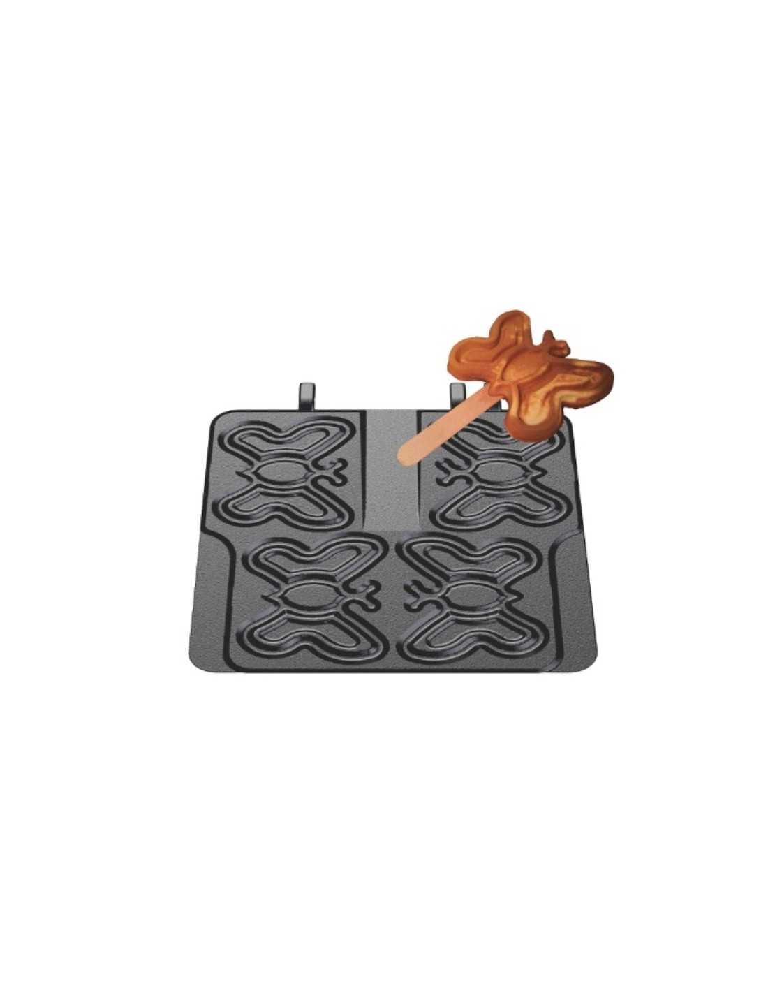 Piastra waffel intercambiabile. Forma: 4 waffel a forma di farfalla 10.6 x 13.5 x 2.4 cm - Su stecco - In ghisa