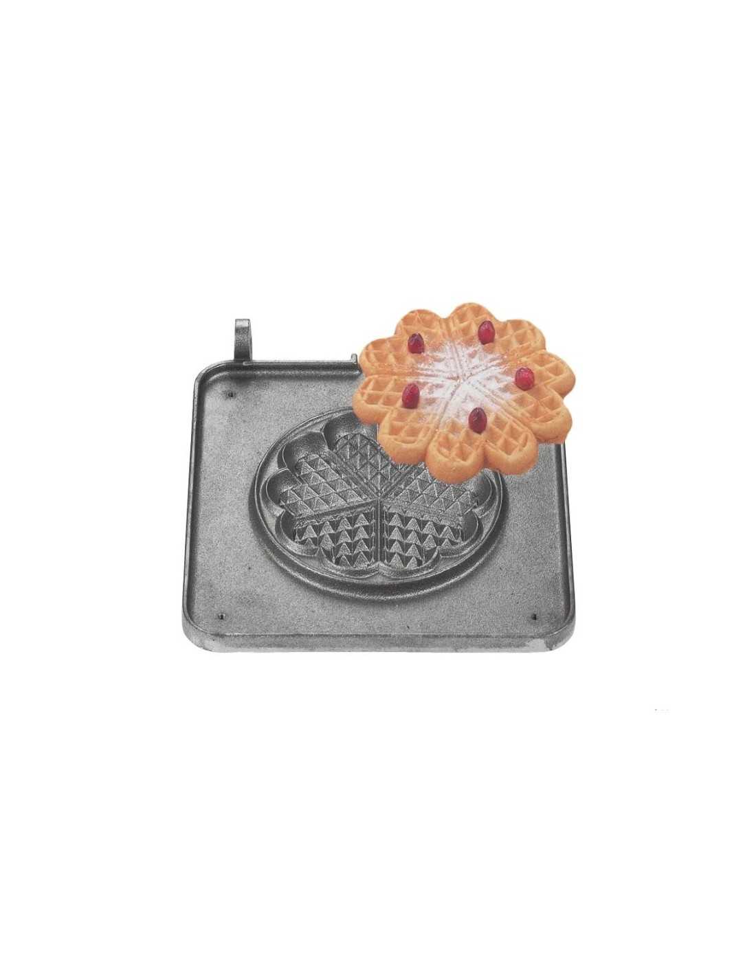 Piastra waffel intercambiabile - FORMA: 1 waffel a cuore Ø 15 x 1 cm - Divisibile in 5 pezzi - in ghisa