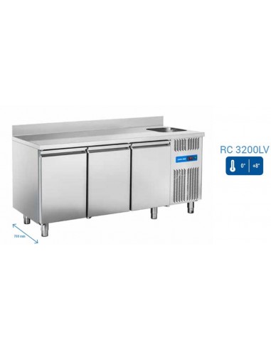 Refrigerated table - Lavello - Alzatina - N. 3 doors - cm 178 x 70 x 95h
