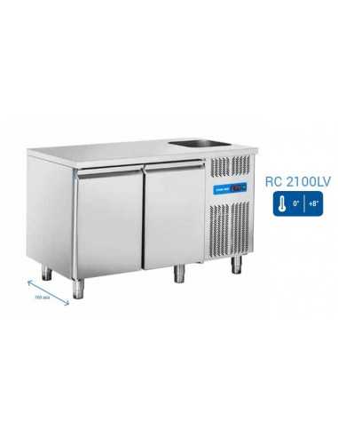 Tavolo refrigerato - Lavello - N. 2 porte - cm 135 x 70 x 85h