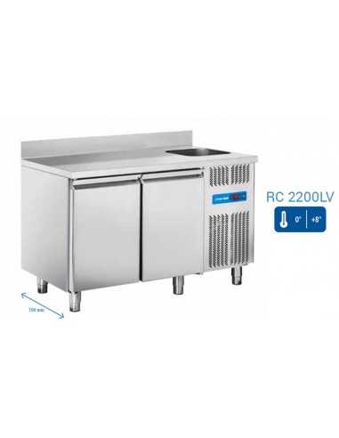 Tavolo refrigerato - Lavello - Alzatina - N. 2 porte - cm 132 x 70 x 95h