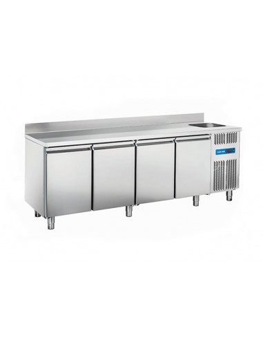 Mesa refrigerada - Lavello - Alzatina - N. 4 puertas - cm 224 x 70 x 95h