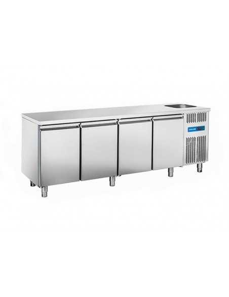 Refrigerated table - Sink - N. 4 doors - cm 224 x 70 x 85h