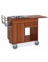 Carrello flambè - N. 2 fuochi uniti - Cassetto portaposate - Ribaltina laterale - Portabottiglie - cm 123x50x87h