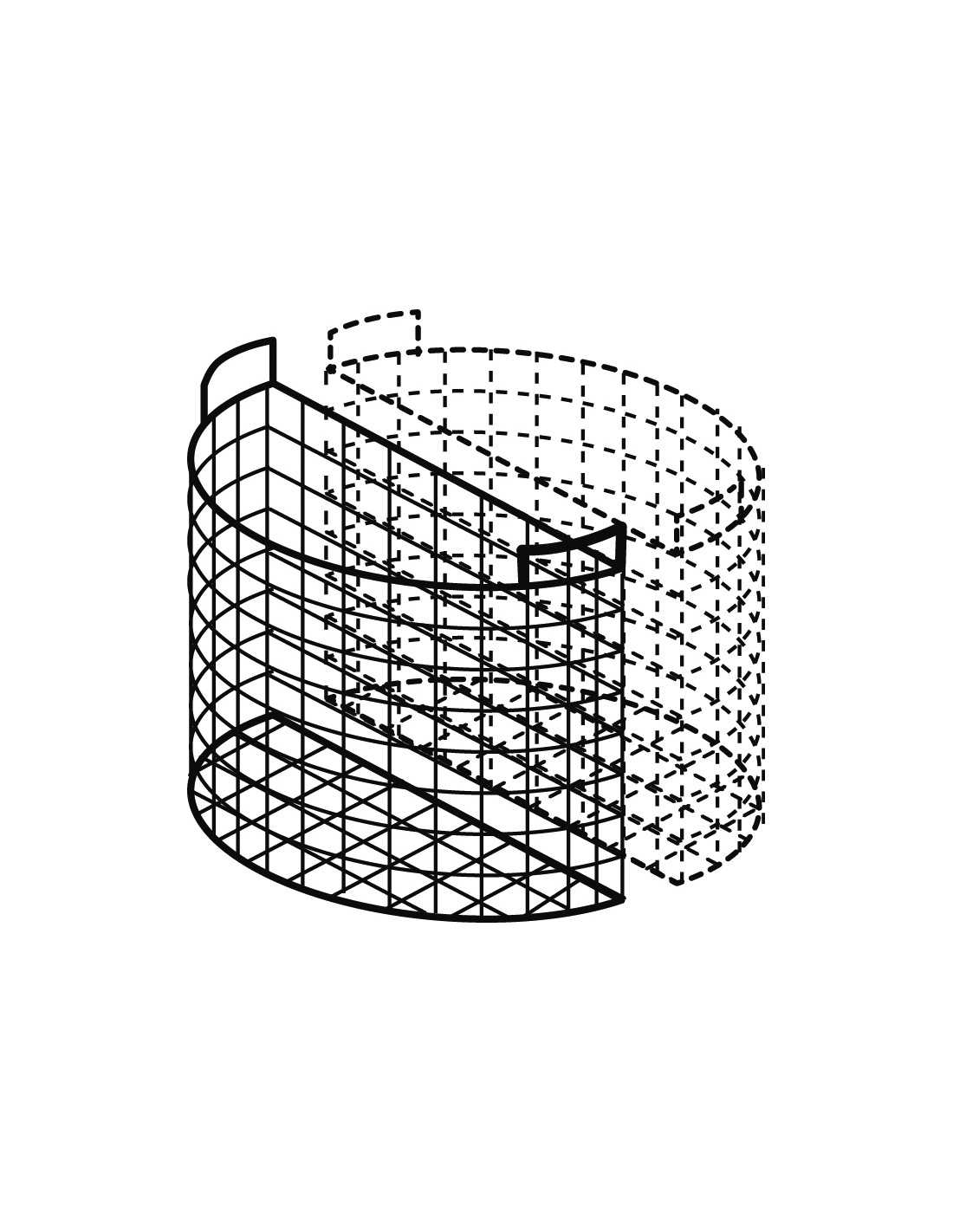 Basket 1/2 for cooking pot - Lt 100 - Dimensions cm 56 x 34.5h