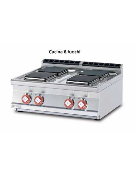 Cocina eléctrica - N. 6 placas cuadradas - Cm 120 x 70,5 x 28 h