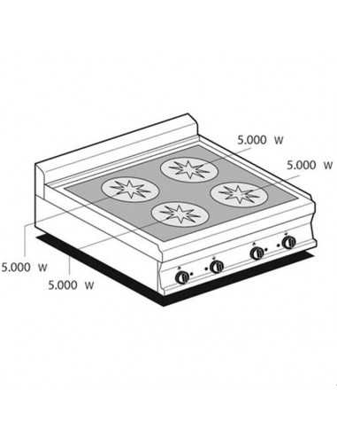 Induction kitchen - N. 4 plates - cm 80 x 70,5 x 28 h