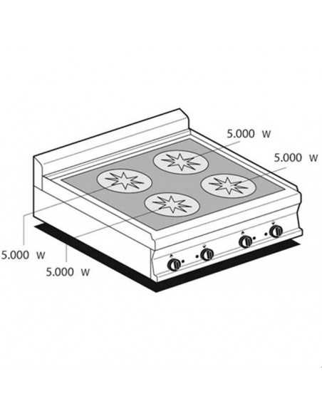 Induction kitchen - N. 4 plates - cm 80 x 70,5 x 28 h