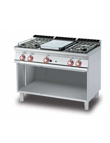 Cucina a gas - Tuttapiastra + N. 4 fuochi - Cm 120 x 70,5 x 90 h