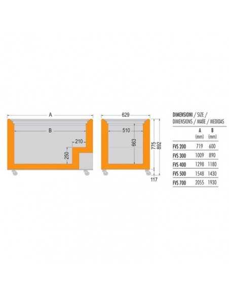 Congelador horizontal - Capacidad Lt 620 - cm 205.5 x 62.9 x 89.2 h