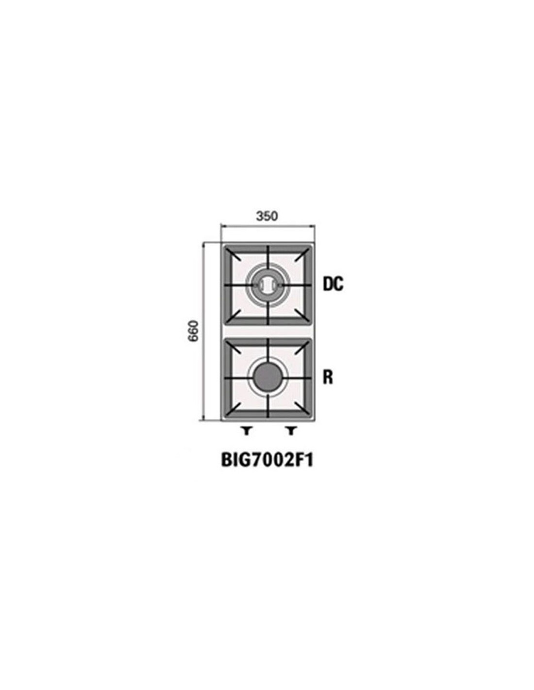 N. 2 Bruciatori a gas a doppia corona kW 6,5 + Rapido Kw 4,5