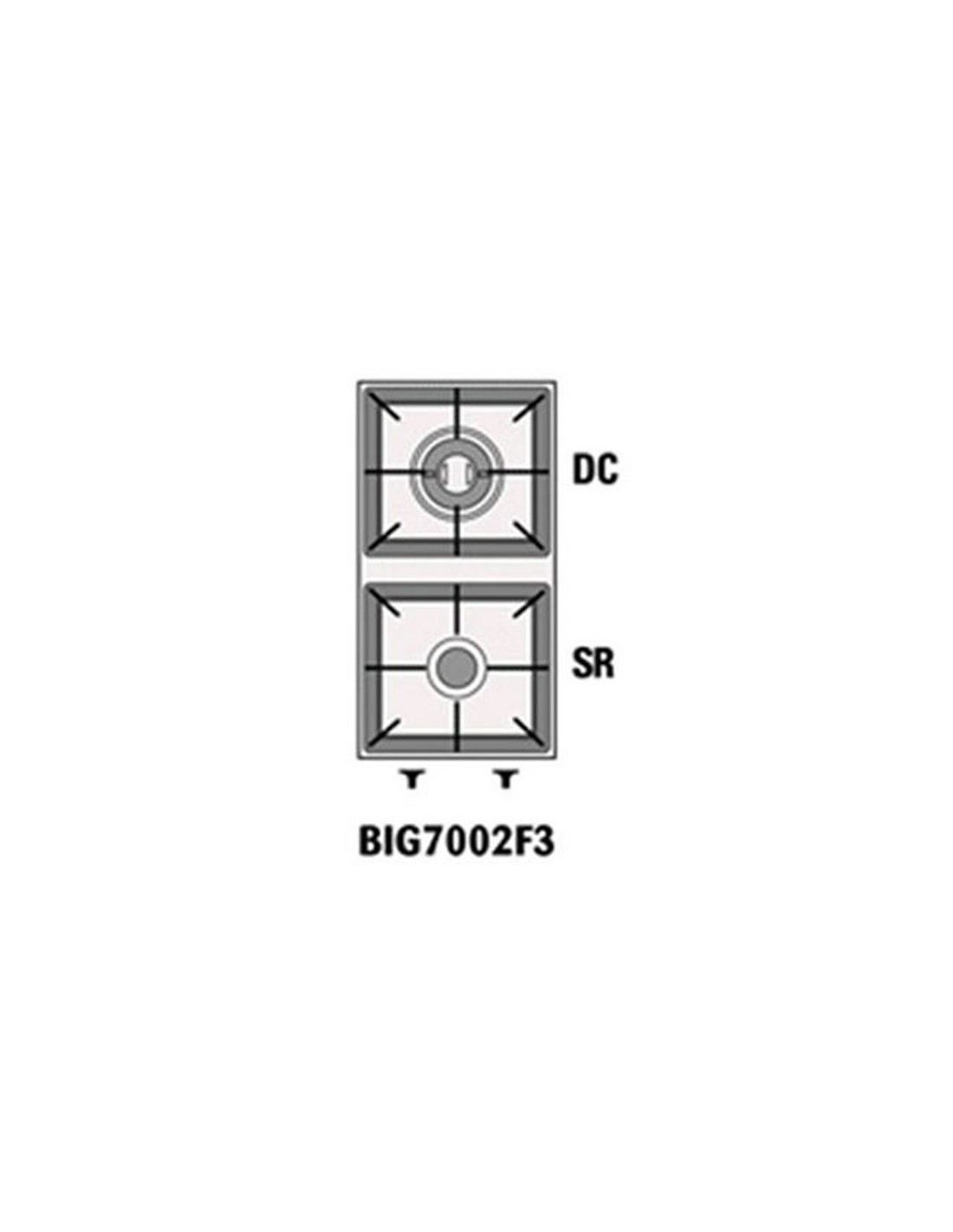 N. 2 Quemadores de gas semirrápidos kW 3 + Doble corona kW 6,5