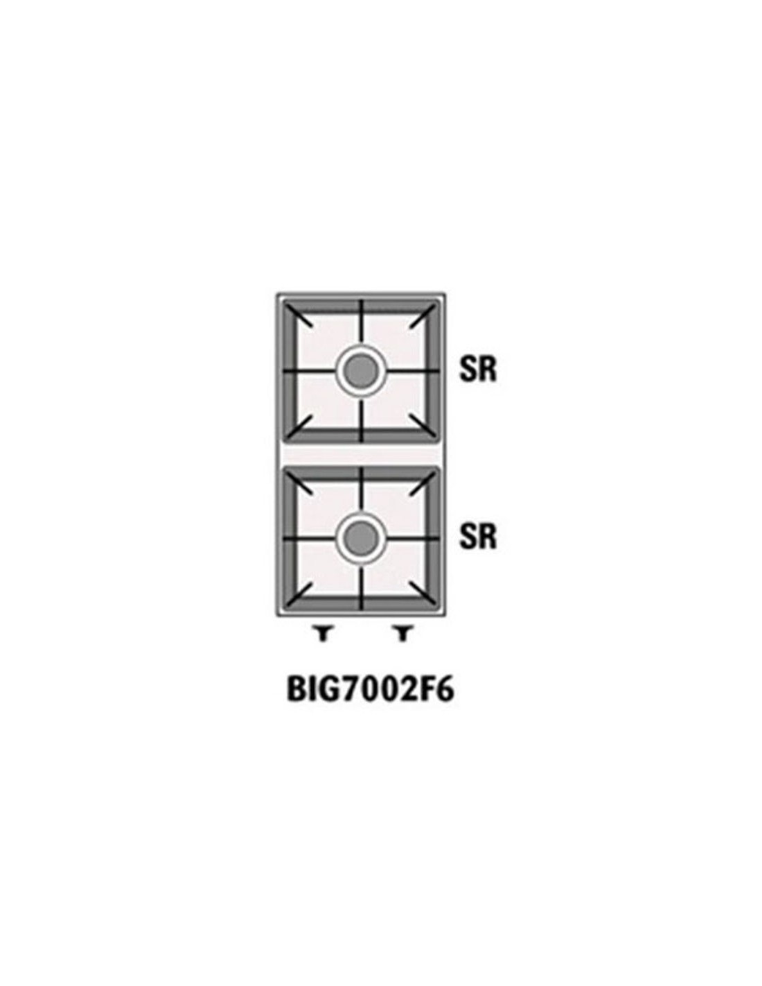 N. 2 Semi-rapid gas burners - Power kW 3 + kW 3